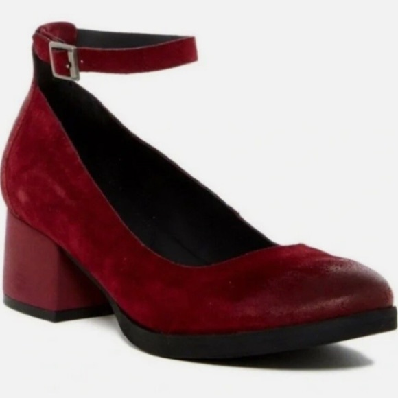 Korks by Korkease red suede Mary Jane heels pumps 8 academia goth dark princess - Picture 1 of 16